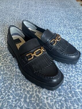 Dolce Vita Black Chain-Trim Kiltie Loafers for Women